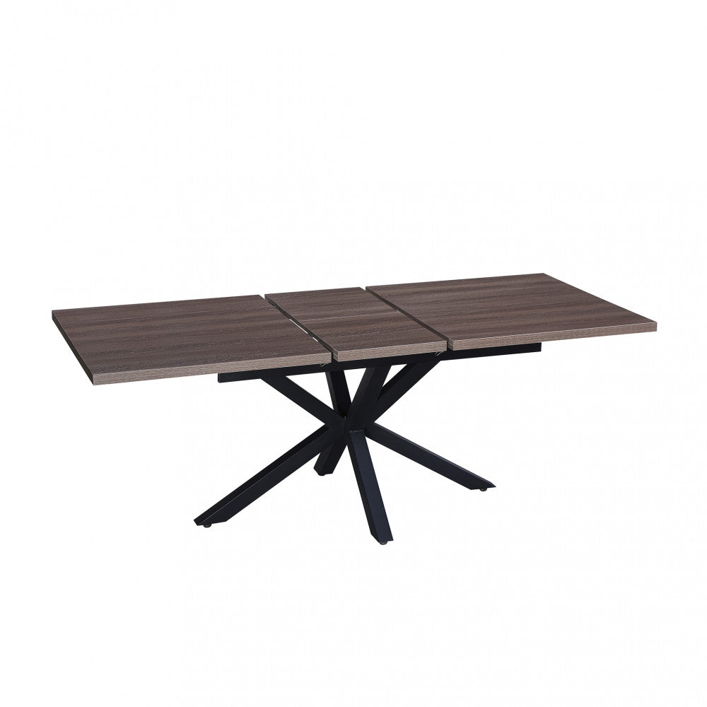 Tavolo allungabile garfield grigio effetto cemento struttura nera 160/200 x 90