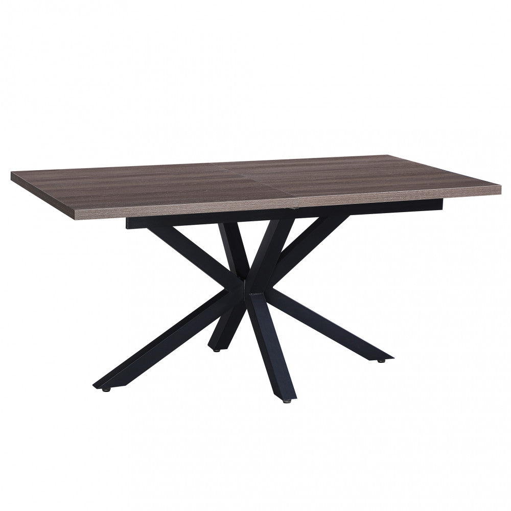 Tavolo allungabile garfield grigio effetto cemento struttura nera 160/200 x 90