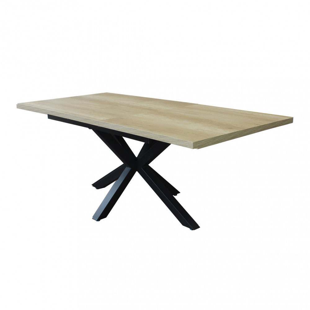 Tavolo allungabile garfield naturale con venature struttura nera 160/200 x 90