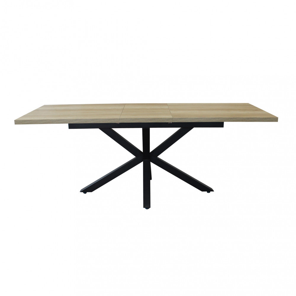 Tavolo allungabile garfield naturale con venature struttura nera 160/200 x 90