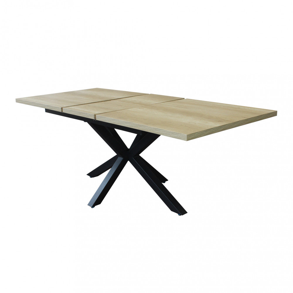 Tavolo allungabile garfield naturale con venature struttura nera 160/200 x 90