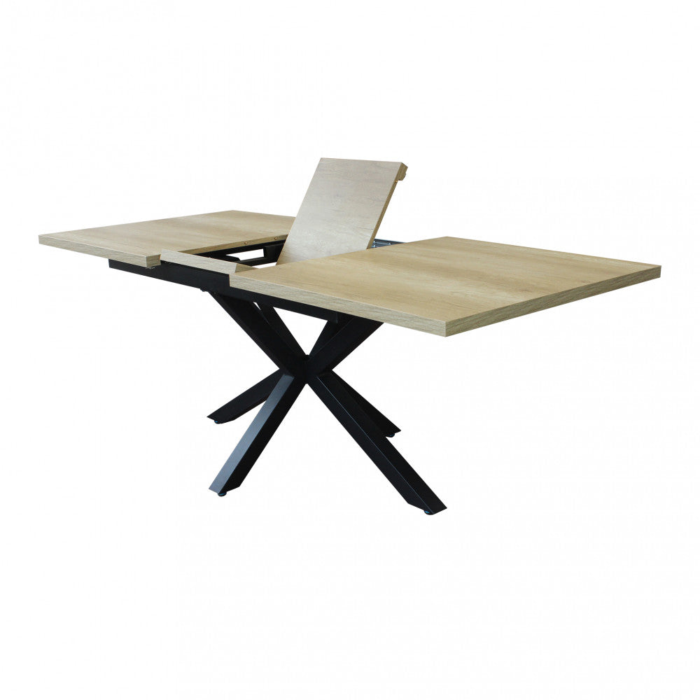 Tavolo allungabile garfield naturale con venature struttura nera 160/200 x 90