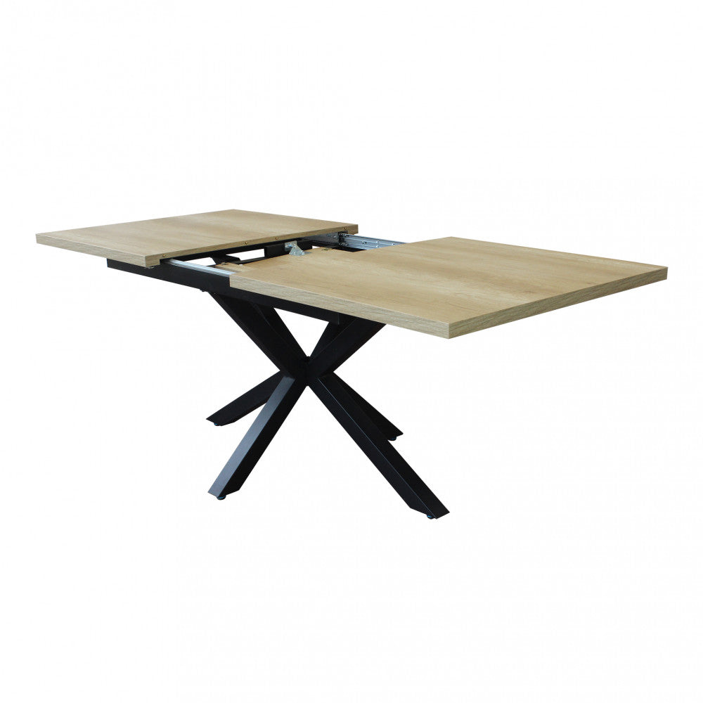 Tavolo allungabile garfield naturale con venature struttura nera 160/200 x 90