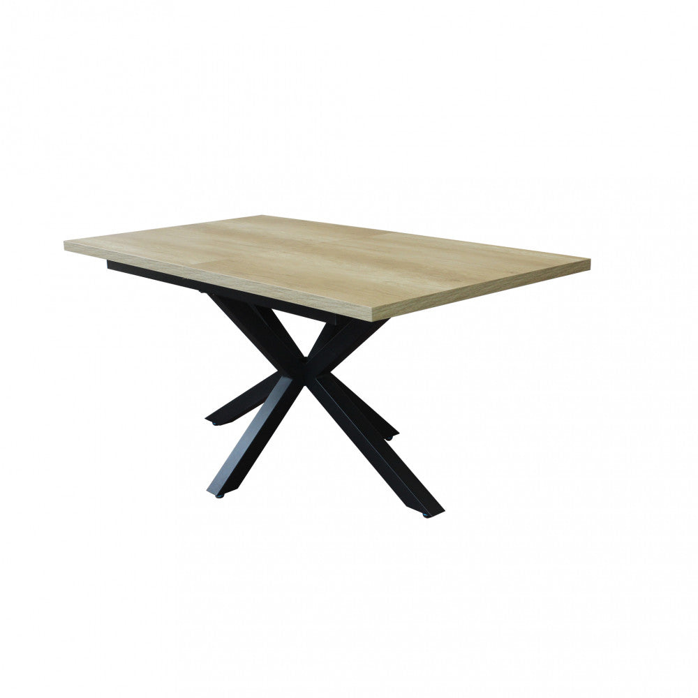 Tavolo allungabile garfield naturale con venature struttura nera 160/200 x 90