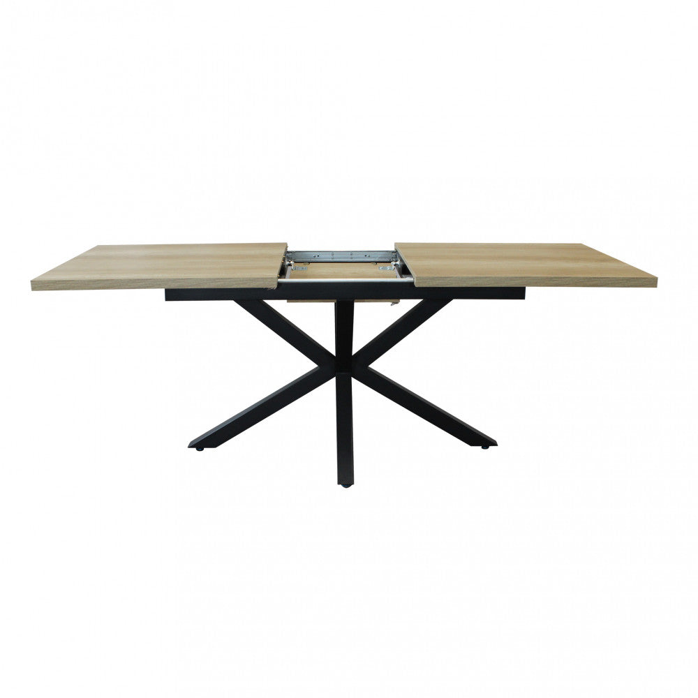 Tavolo allungabile garfield naturale con venature struttura nera 160/200 x 90