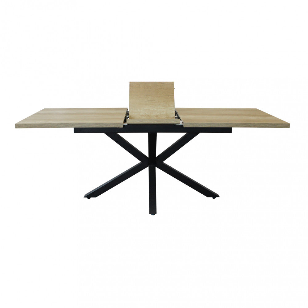 Tavolo allungabile garfield naturale con venature struttura nera 160/200 x 90