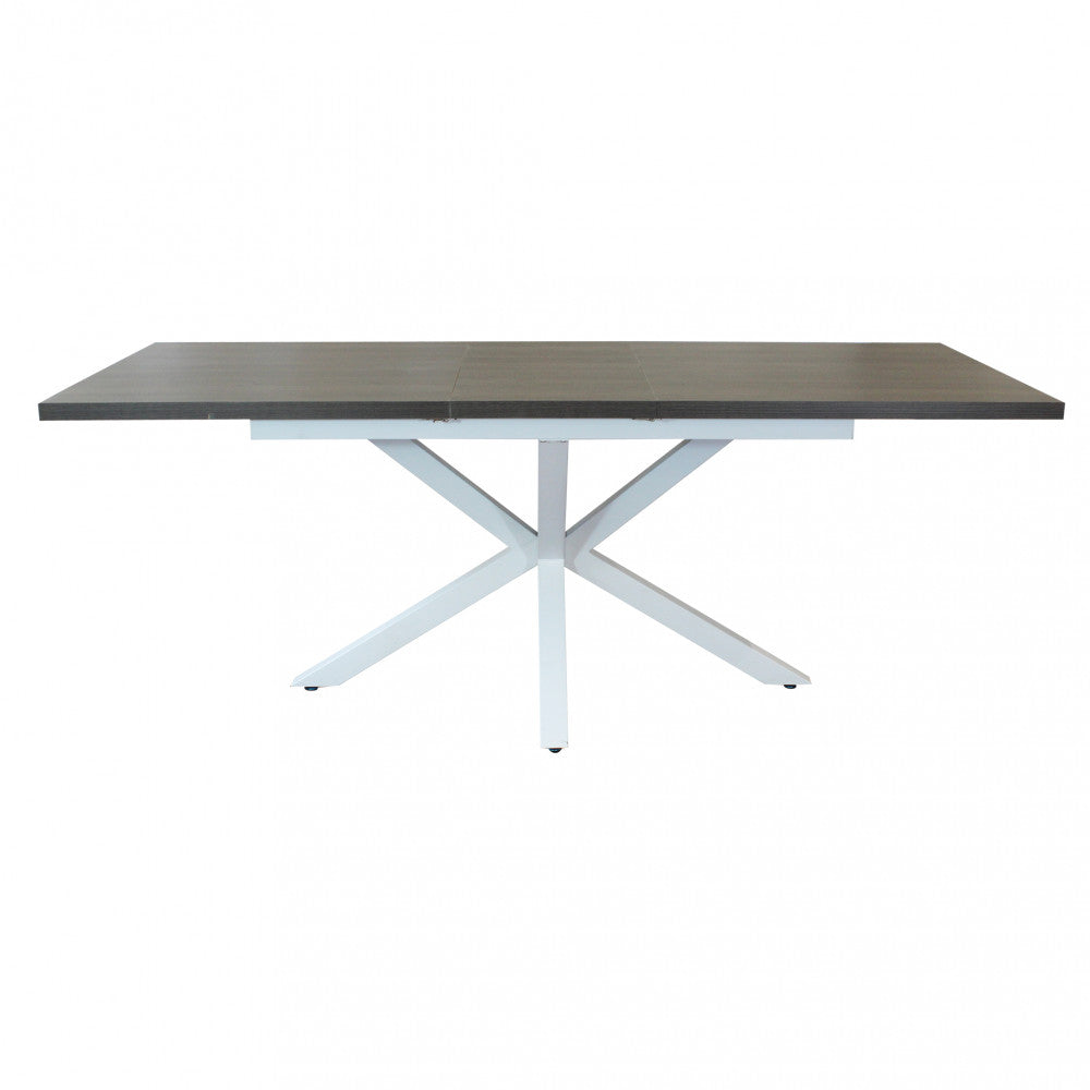 Tavolo allungabile garfield antracite effetto legno struttura bianca 160/200 x 90