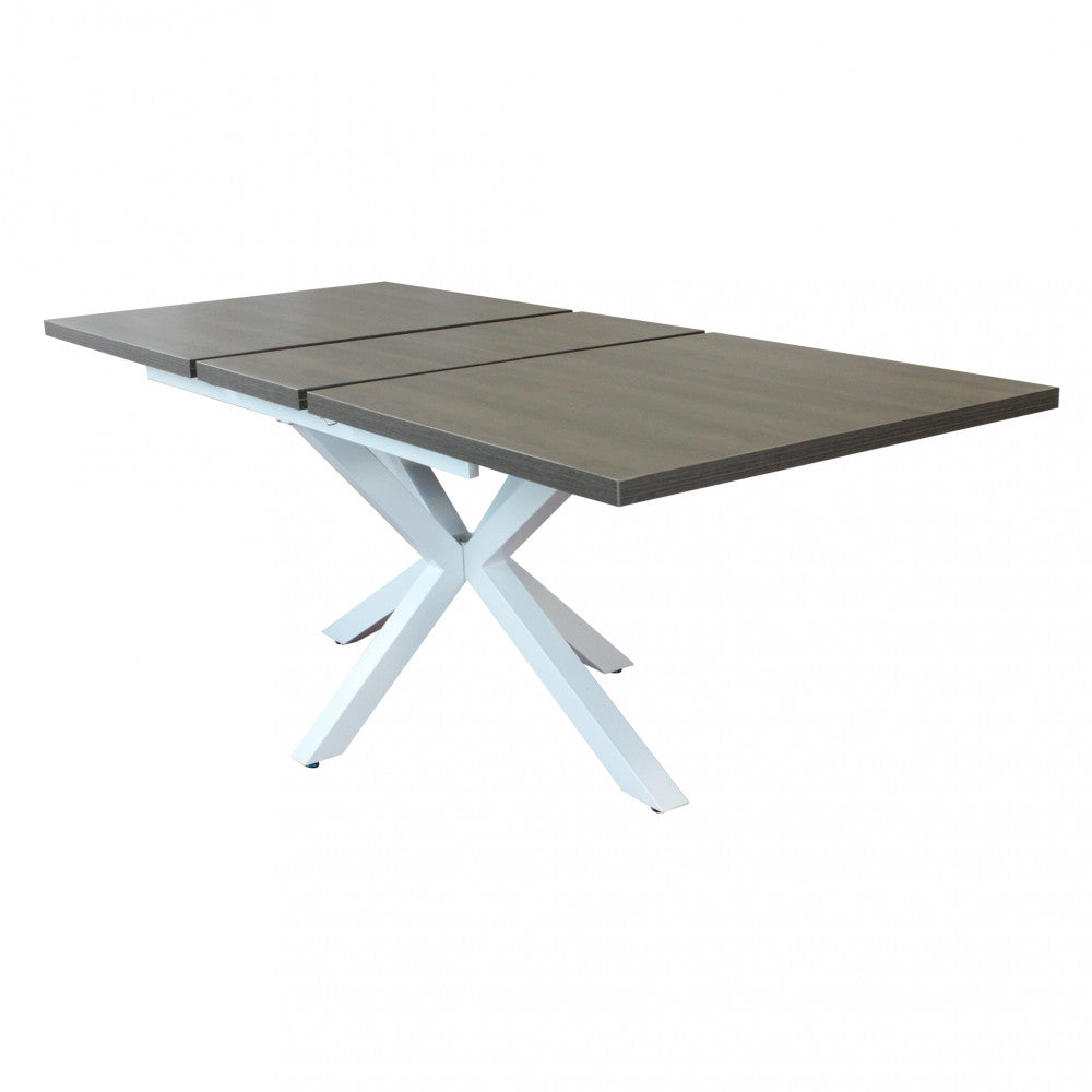 Tavolo allungabile garfield antracite effetto legno struttura bianca 160/200 x 90