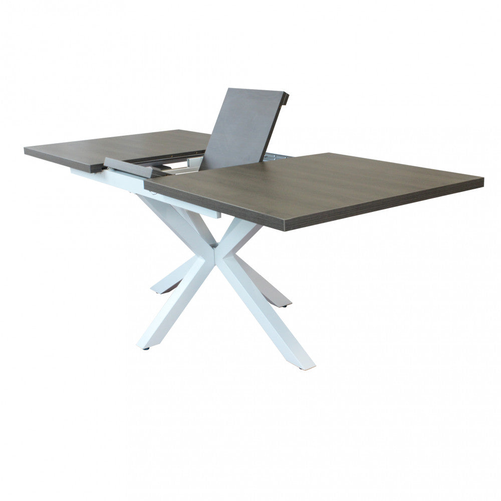 Tavolo allungabile garfield antracite effetto legno struttura bianca 160/200 x 90