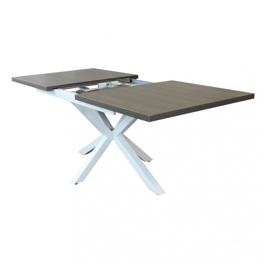 Tavolo allungabile garfield antracite effetto legno struttura bianca 160/200 x 90