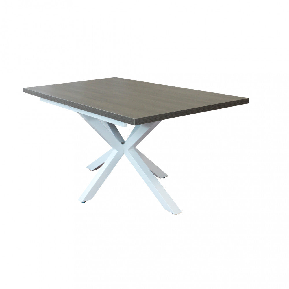 Tavolo allungabile garfield antracite effetto legno struttura bianca 160/200 x 90