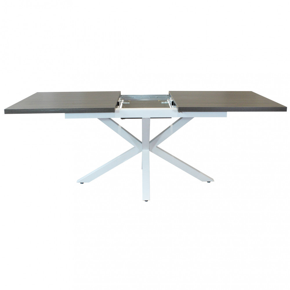 Tavolo allungabile garfield antracite effetto legno struttura bianca 160/200 x 90