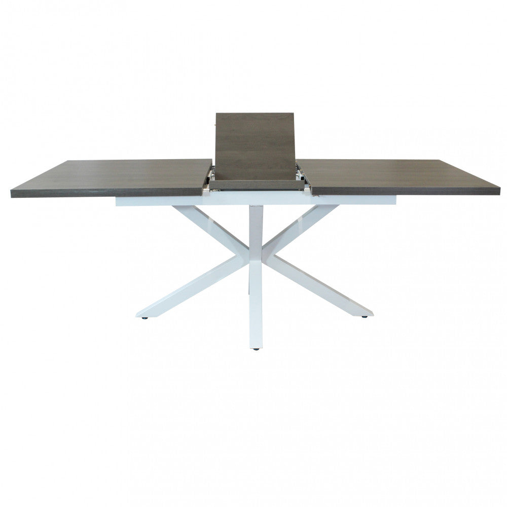 Tavolo allungabile garfield antracite effetto legno struttura bianca 160/200 x 90