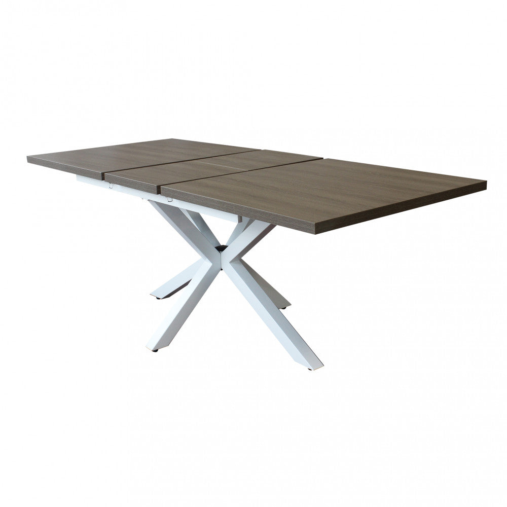 Tavolo allungabile garfield grigio effetto cemento struttura bianca 160/200 x 90