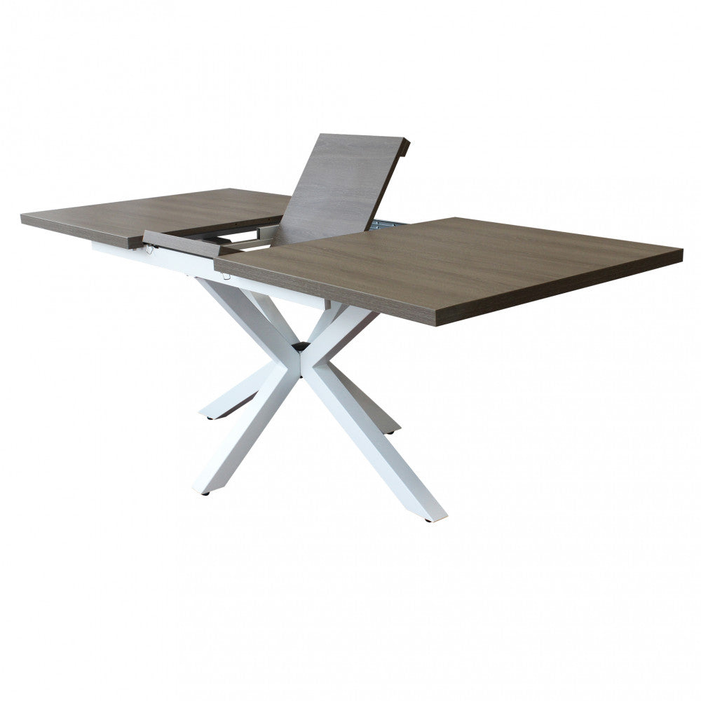 Tavolo allungabile garfield grigio effetto cemento struttura bianca 160/200 x 90