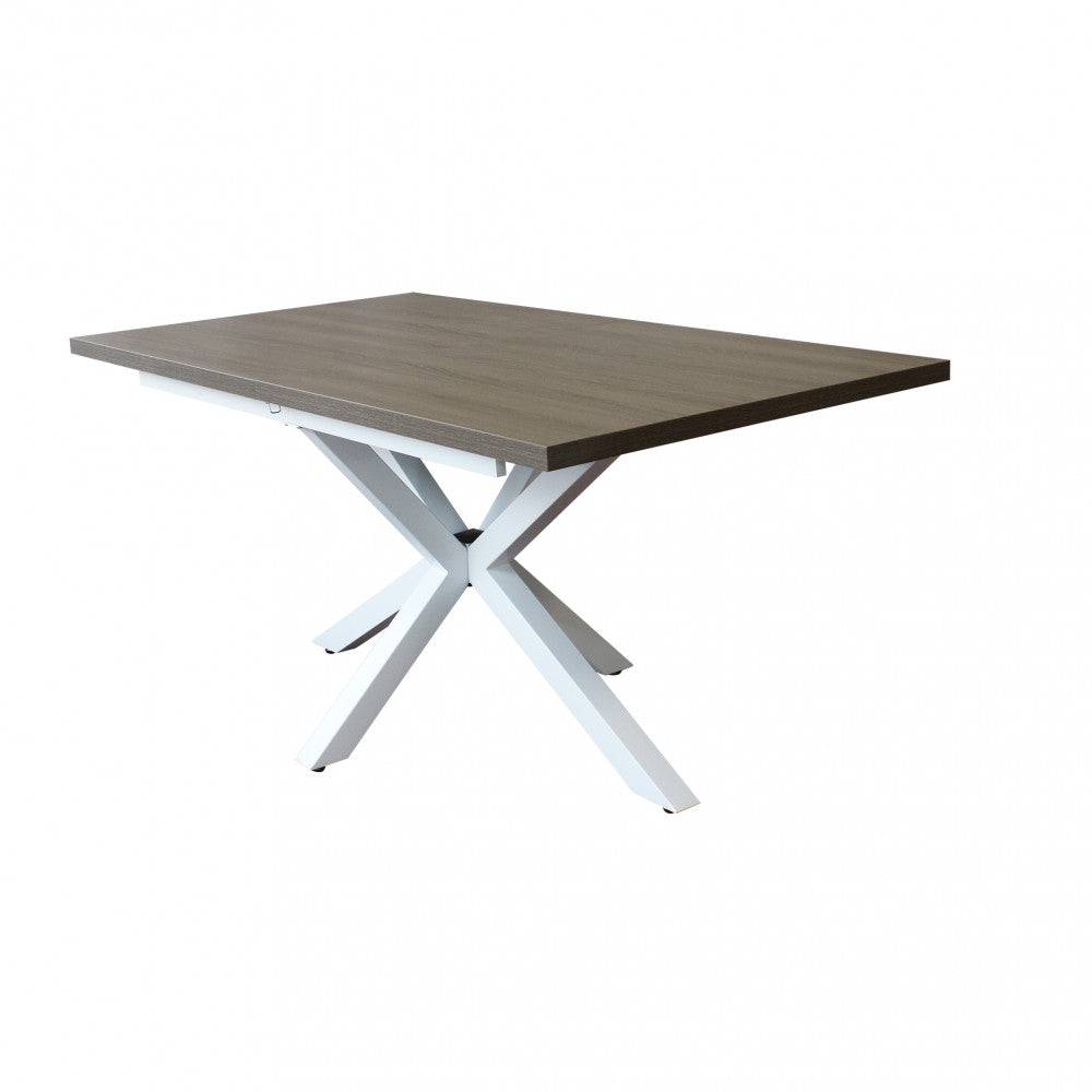 Tavolo allungabile garfield grigio effetto cemento struttura bianca 160/200 x 90