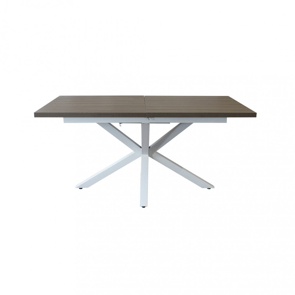 Tavolo allungabile garfield grigio effetto cemento struttura bianca 160/200 x 90