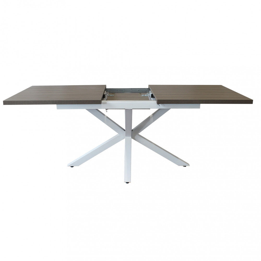 Tavolo allungabile garfield grigio effetto cemento struttura bianca 160/200 x 90