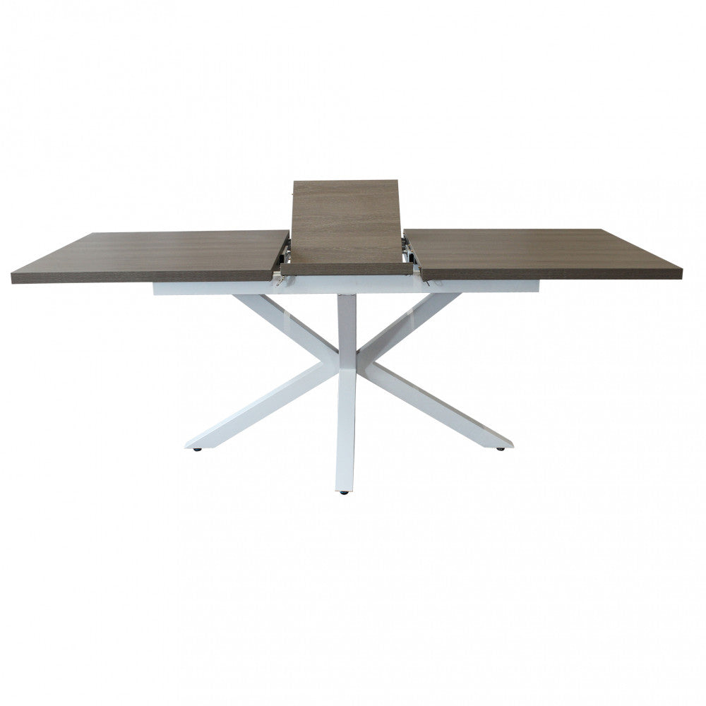 Tavolo allungabile garfield grigio effetto cemento struttura bianca 160/200 x 90