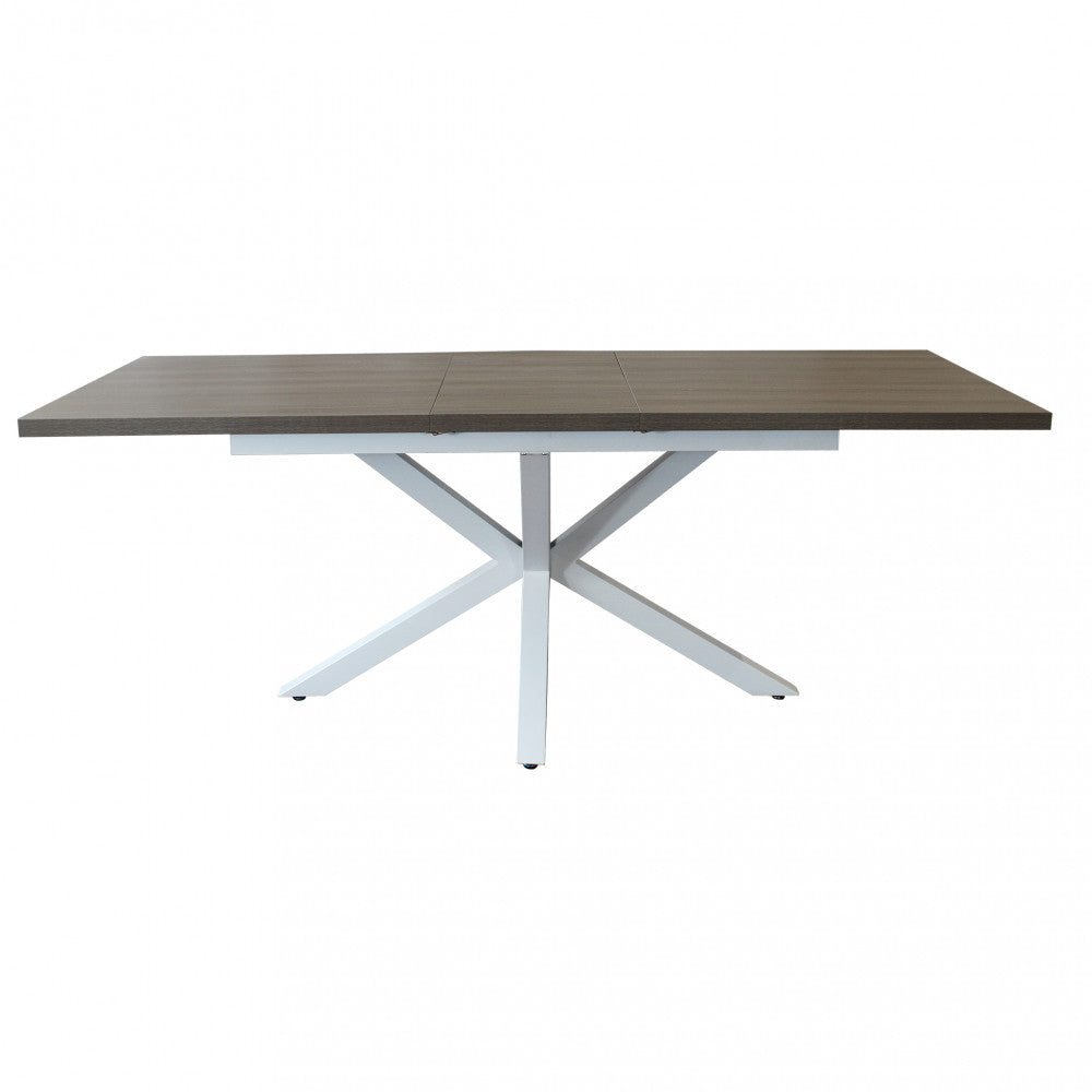 Tavolo allungabile garfield grigio effetto cemento struttura bianca 160/200 x 90