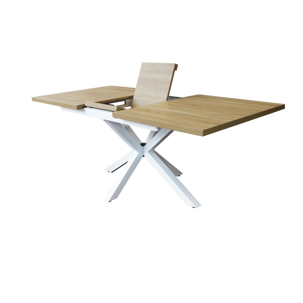 Tavolo allungabile garfield naturale struttura bianca 160/200 x 90