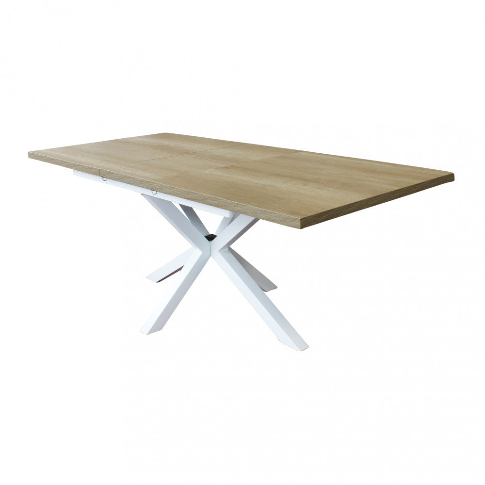 Tavolo allungabile garfield naturale con venature struttura bianca 160/200 x 90