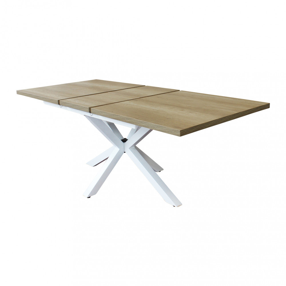 Tavolo allungabile garfield naturale con venature struttura bianca 160/200 x 90