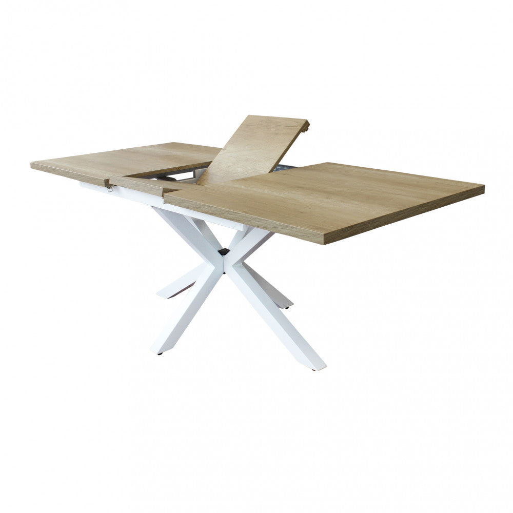 Tavolo allungabile garfield naturale con venature struttura bianca 160/200 x 90
