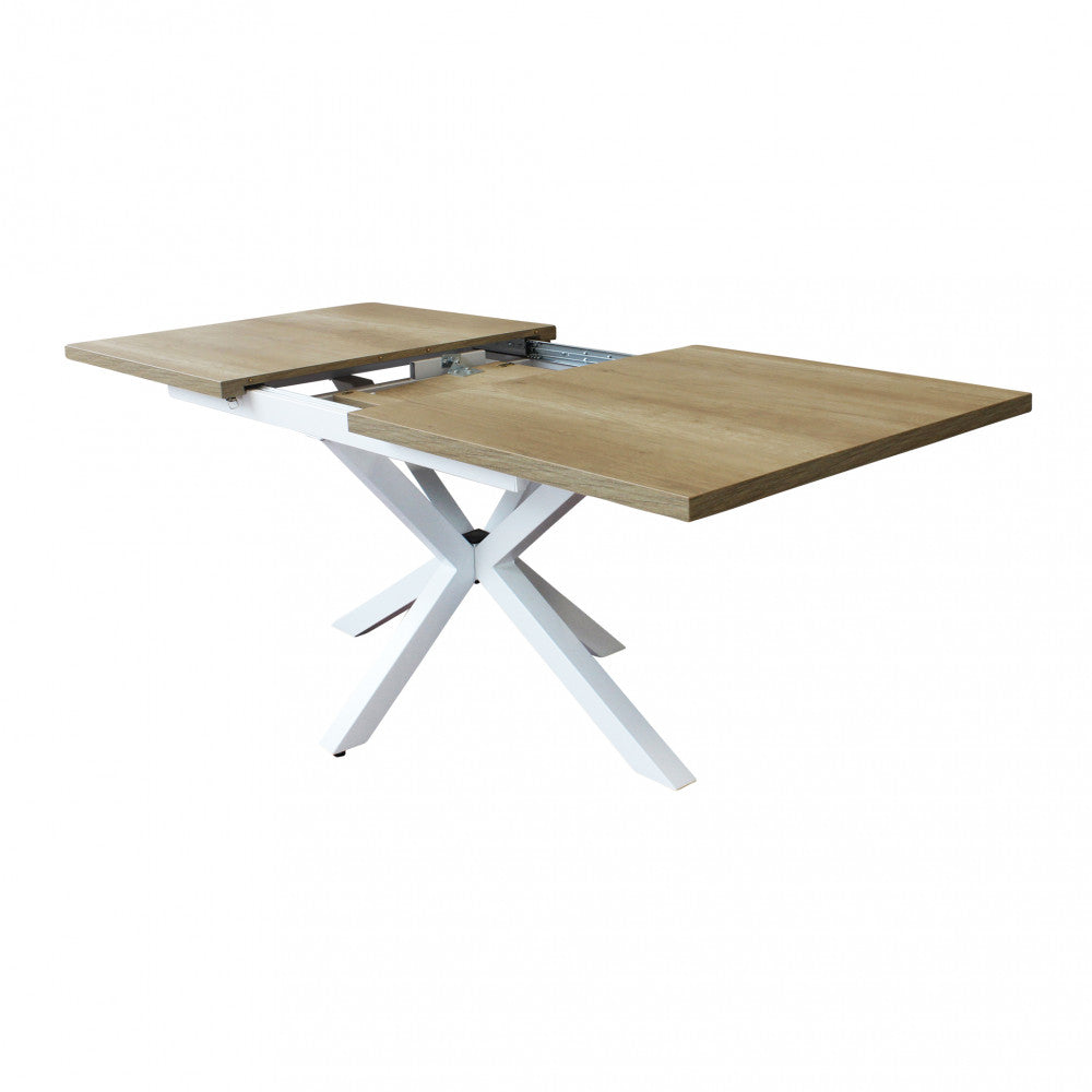 Tavolo allungabile garfield naturale con venature struttura bianca 160/200 x 90