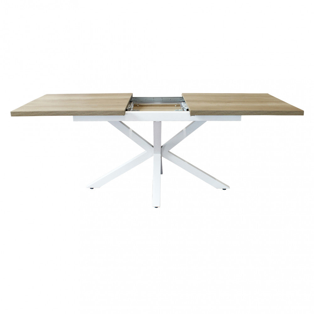 Tavolo allungabile garfield naturale con venature struttura bianca 160/200 x 90