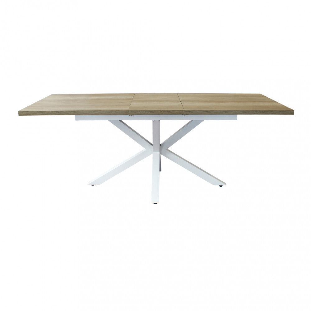 Tavolo allungabile garfield naturale con venature struttura bianca 160/200 x 90