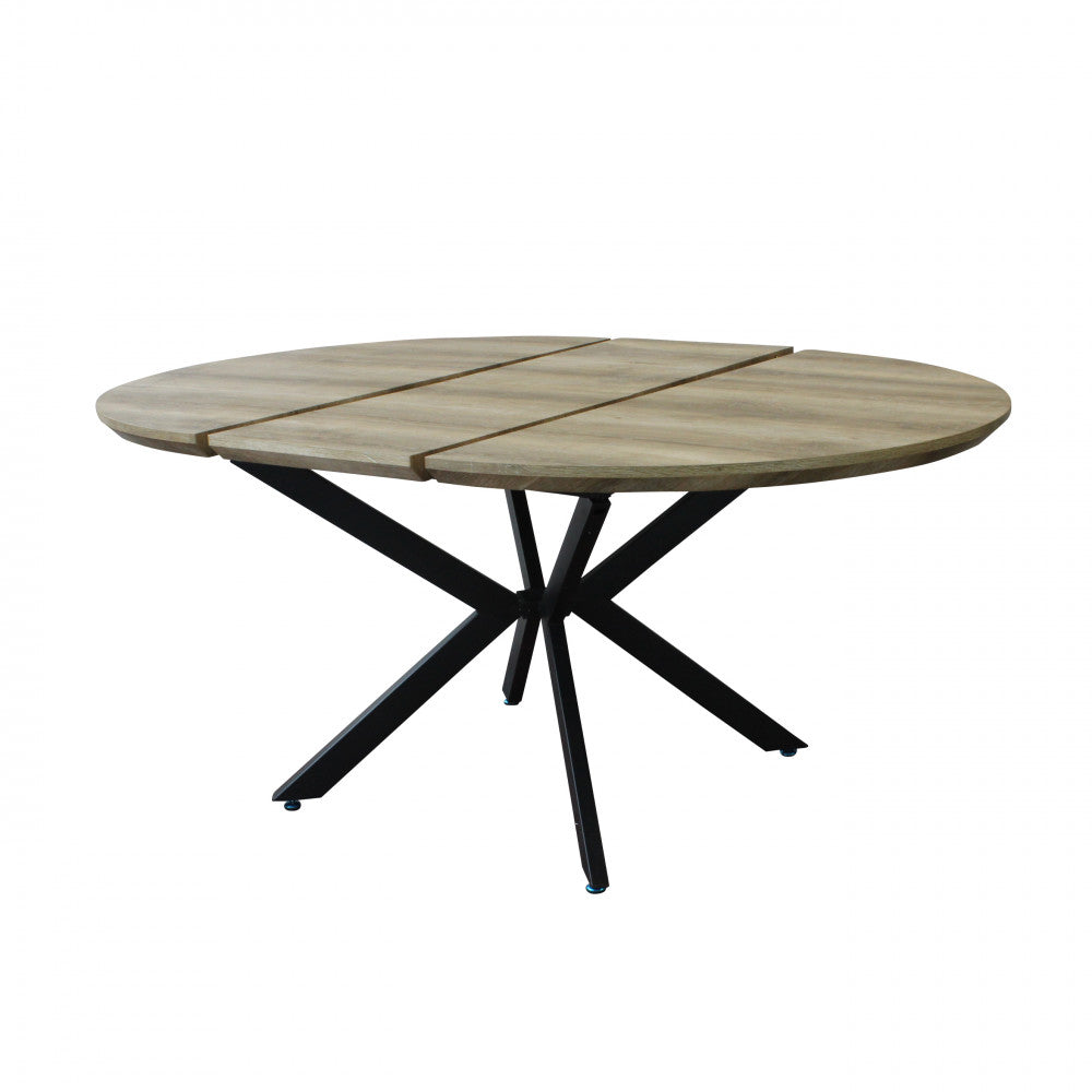 Tavolo rotondo allungabile garry naturale nodato struttura nera 120/160 x 120