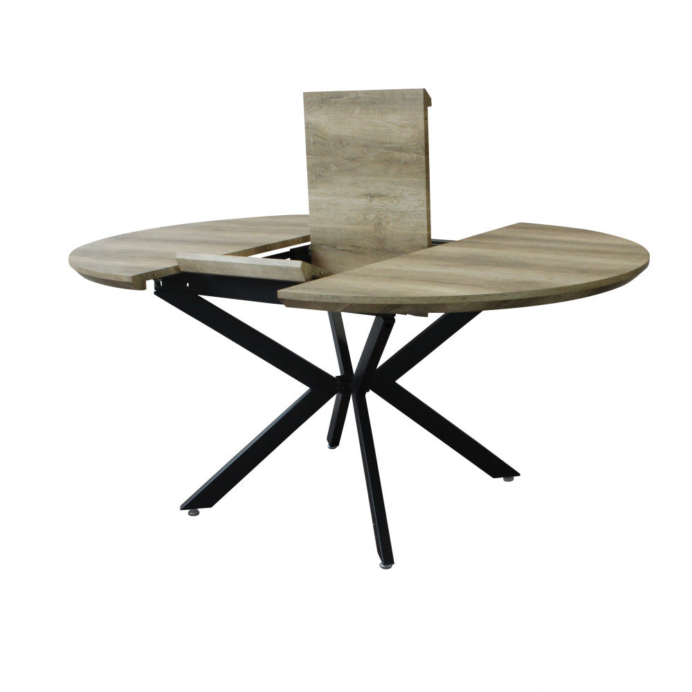 Tavolo rotondo allungabile garry naturale nodato struttura nera 120/160 x 120