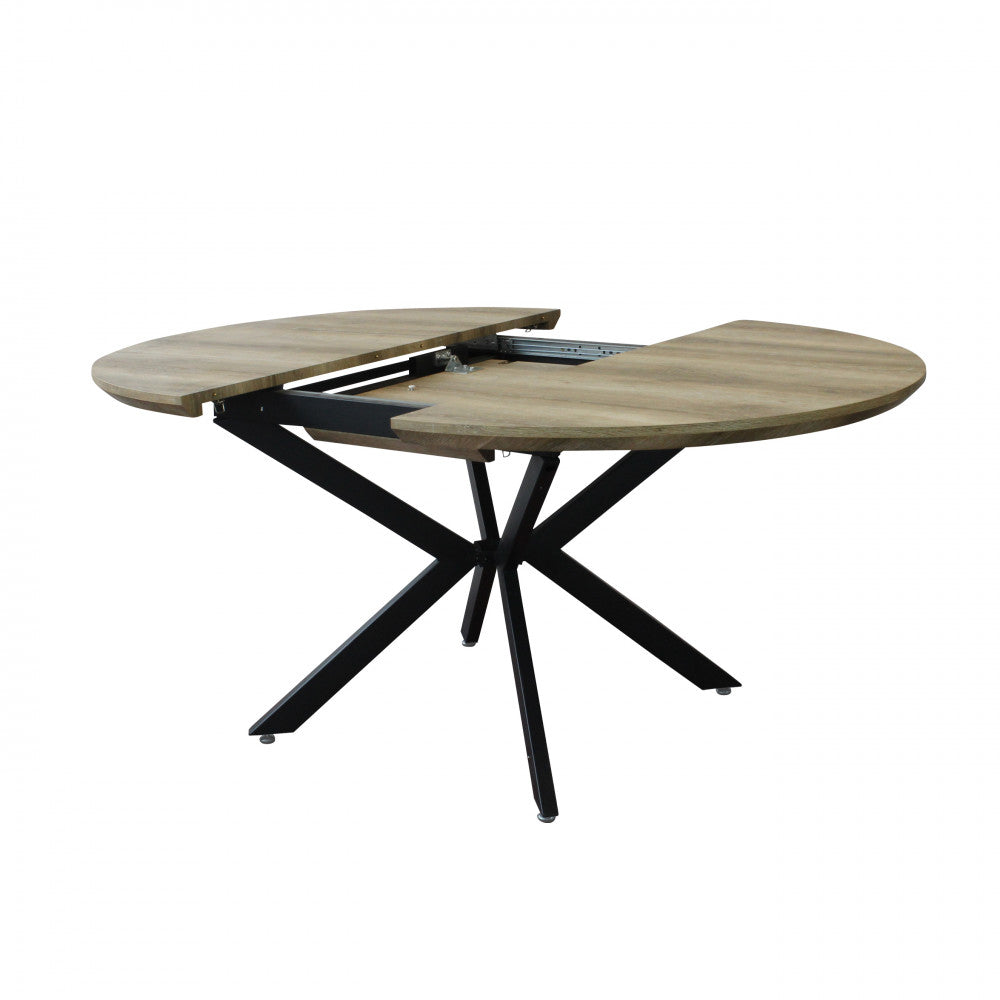 Tavolo rotondo allungabile garry naturale nodato struttura nera 120/160 x 120