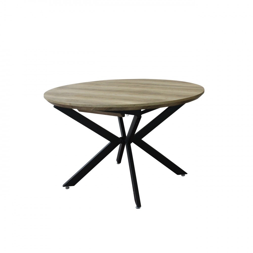 Tavolo rotondo allungabile garry naturale nodato struttura nera 120/160 x 120