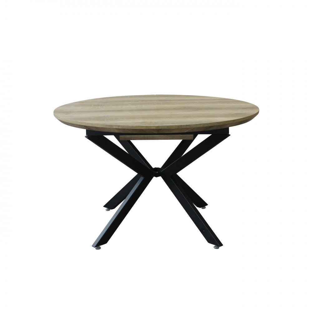 Tavolo rotondo allungabile garry naturale nodato struttura nera 120/160 x 120