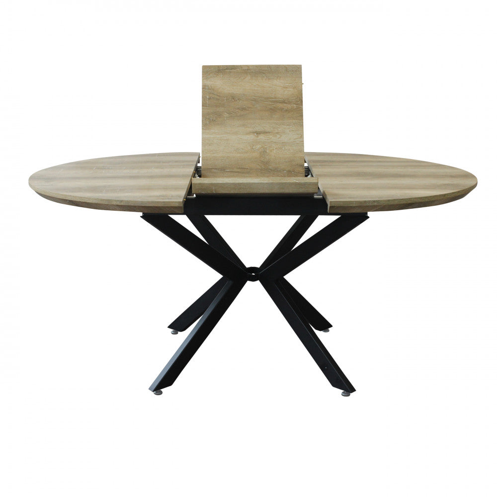 Tavolo rotondo allungabile garry naturale nodato struttura nera 120/160 x 120