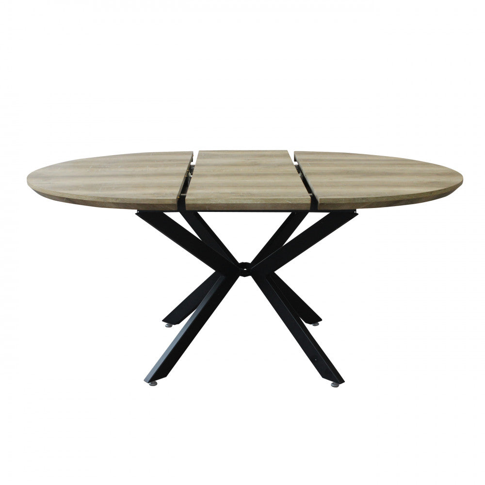 Tavolo rotondo allungabile garry naturale nodato struttura nera 120/160 x 120