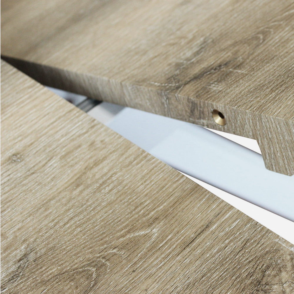 Tavolo rotondo allungabile garry naturale nodato struttura bianca 120/160 x 120