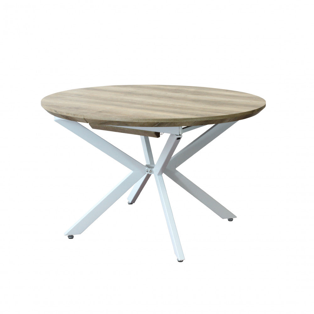 Tavolo rotondo allungabile garry naturale nodato struttura bianca 120/160 x 120