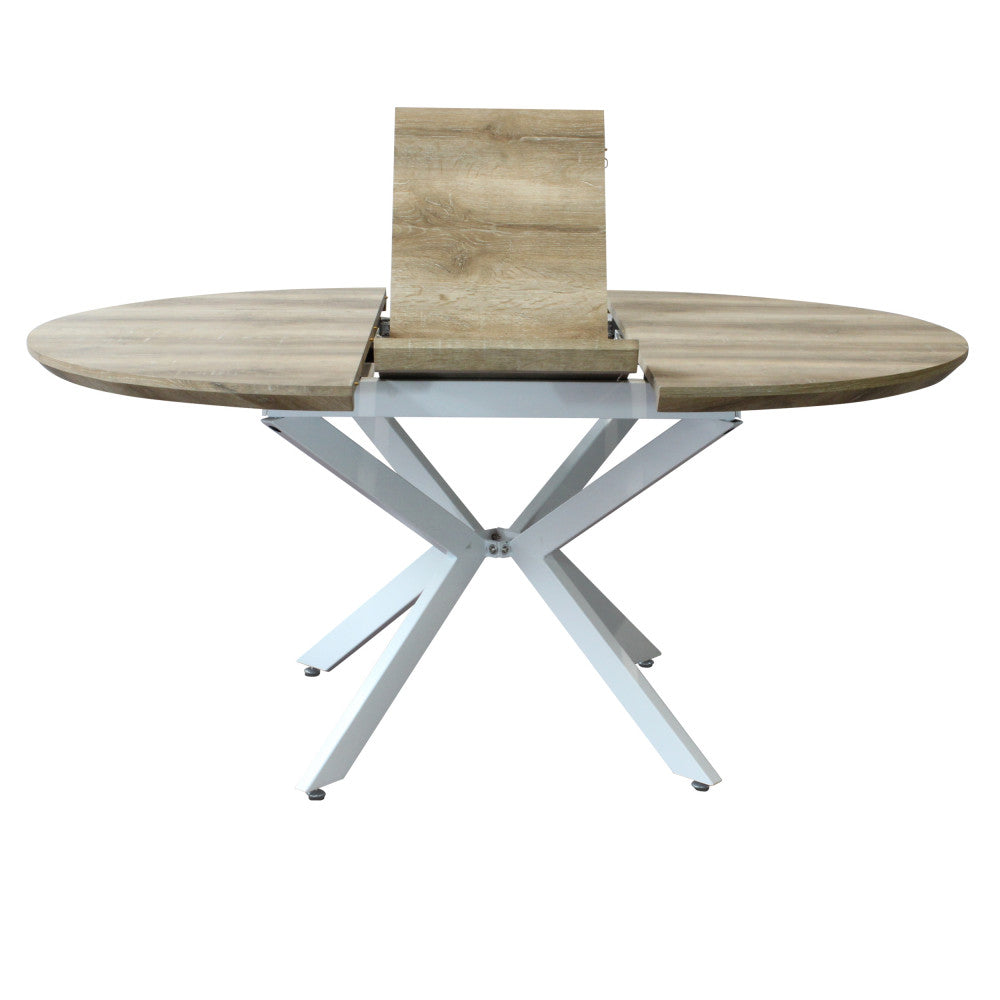 Tavolo rotondo allungabile garry naturale nodato struttura bianca 120/160 x 120