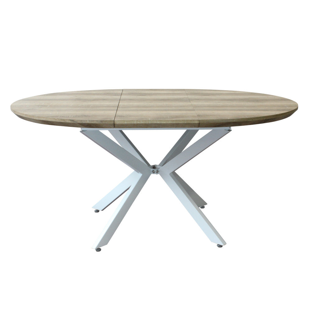 Tavolo rotondo allungabile garry naturale nodato struttura bianca 120/160 x 120