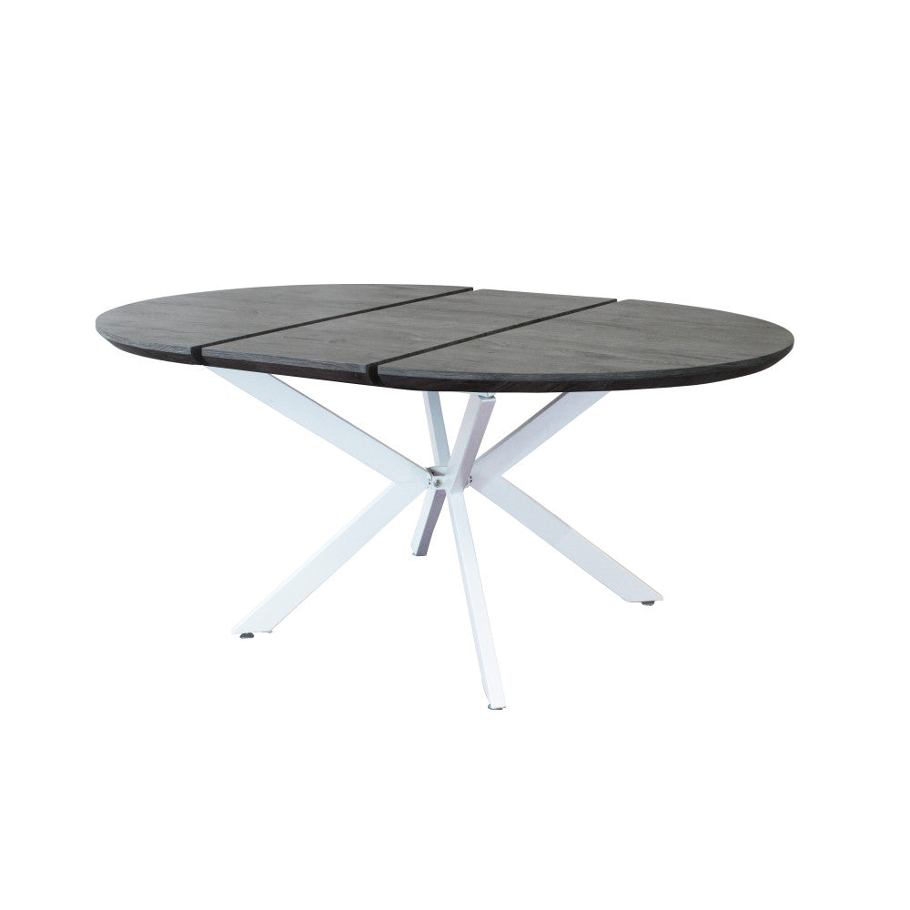 Tavolo rotondo allungabile garry antracite effetto legno struttura bianca 120/160 x 120