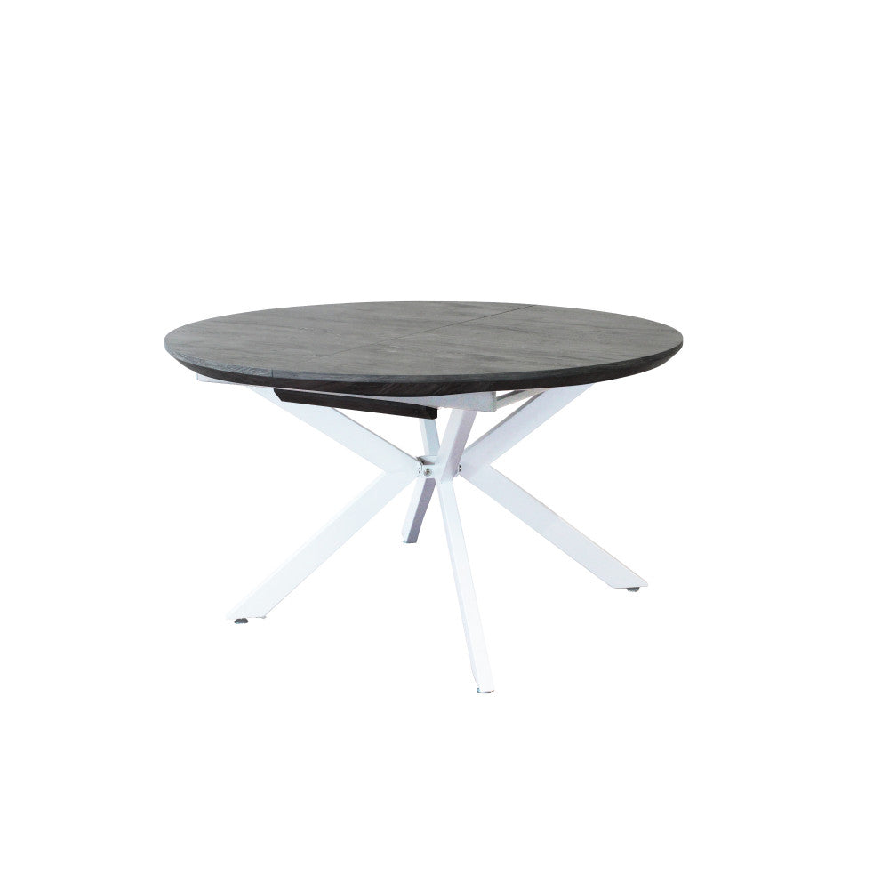 Tavolo rotondo allungabile garry antracite effetto legno struttura bianca 120/160 x 120