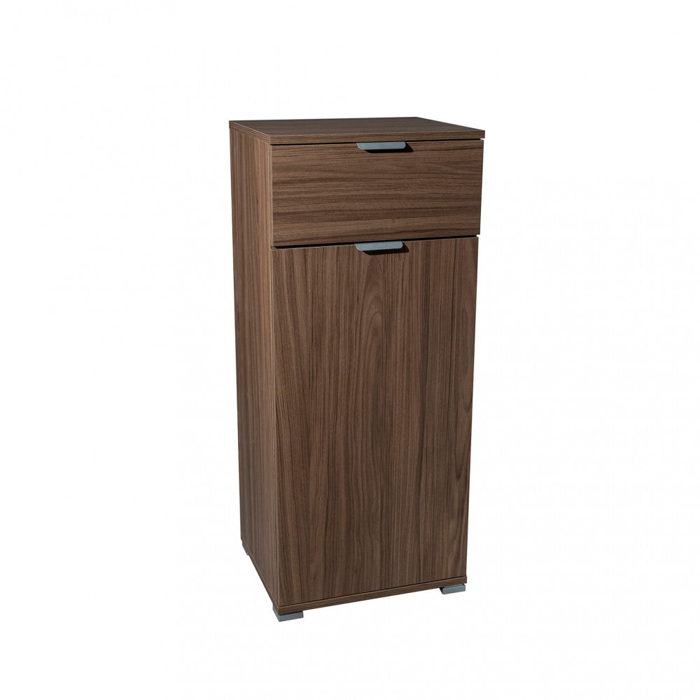 Mobiletto con 1 anta e 1 cassetto tinta noce