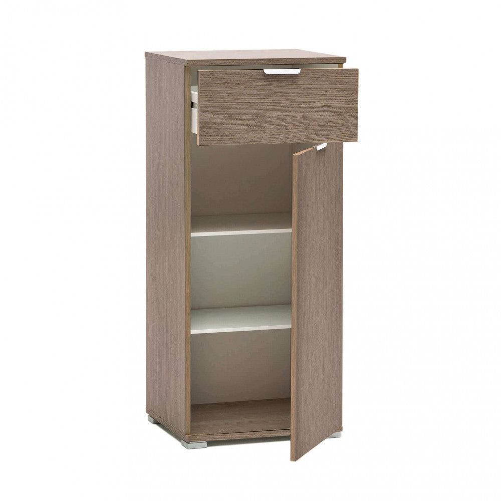 Mobiletto con 1 anta e 1 cassetto rovere grigio