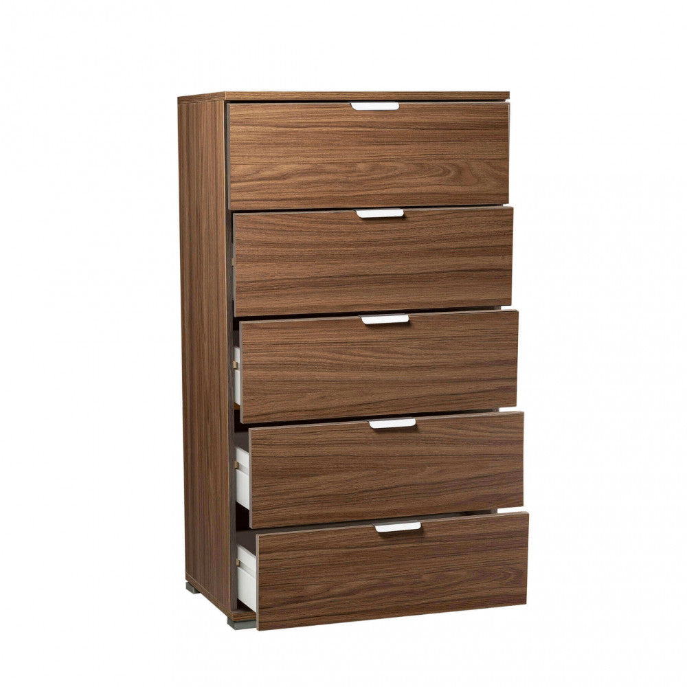 Cassettiera 5 cassetti tinta noce