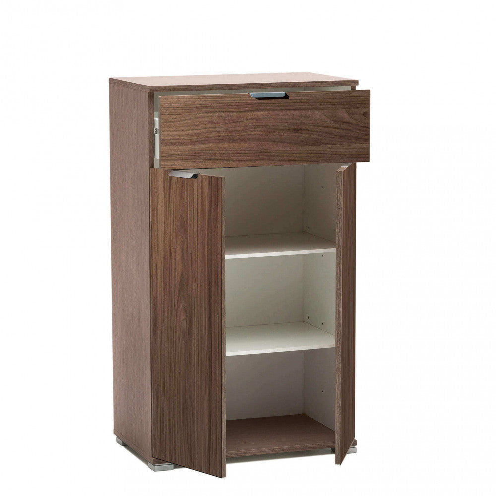 Mobiletto con 2 anta e 1 cassetto tinta noce