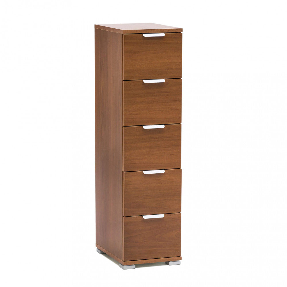 Cassettiera 5 cassetti tinta noce