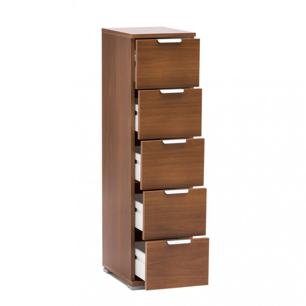 Cassettiera 5 cassetti tinta noce